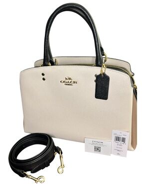 Coach 2022 Cara Satchel Chalk Multi Pebble Leather Satchel Crossbody NWT